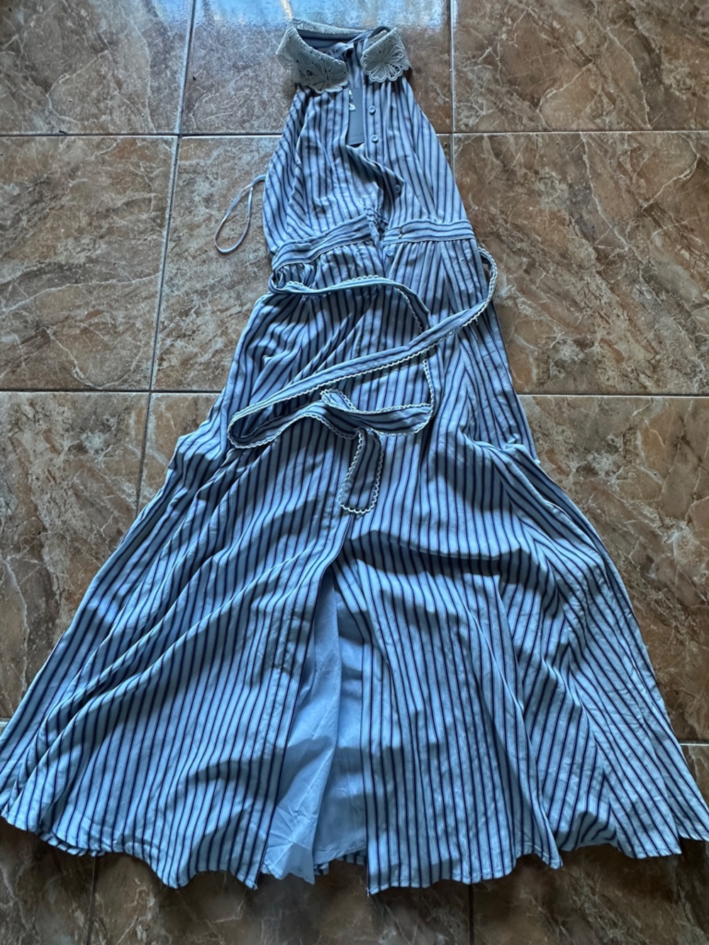 En Saison Clara Stripe Sleeveless Midi Shirtdress